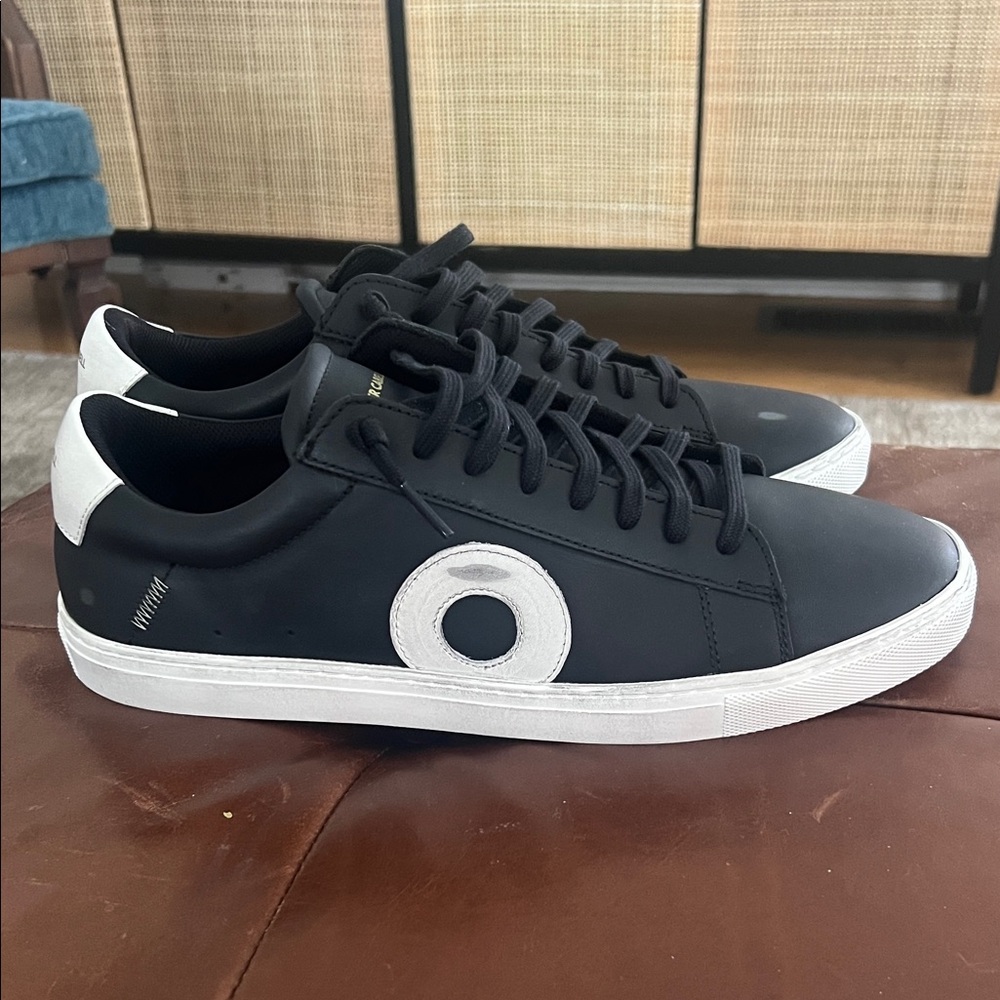 Oliver Cabell Black and White Sneakers with Circle Accent